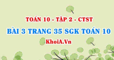 Bài 3 trang 35 SGK Toán 10 tập 2 Chân trời sáng tạo